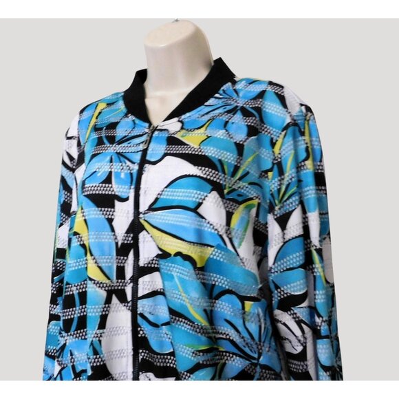 Alfred Dunner Play Date Jacket Womens Size 16 Multicolor Floral Zips Lightweight - Picture 4 of 8